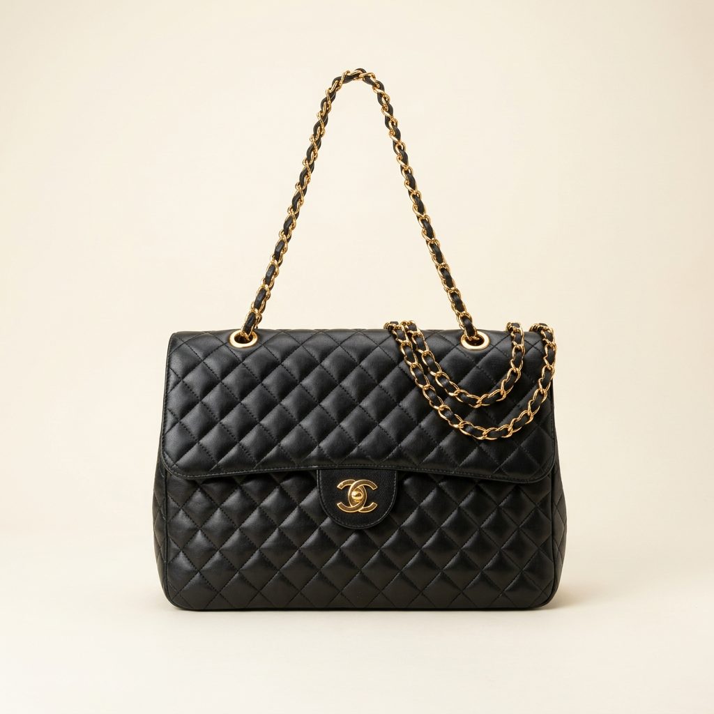 Bolsa Chanel Flap Grande Matelassê com Corrente completa