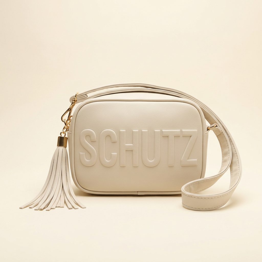 Bolsa Schutz Transversal com Logo em Relevo e Franja completa