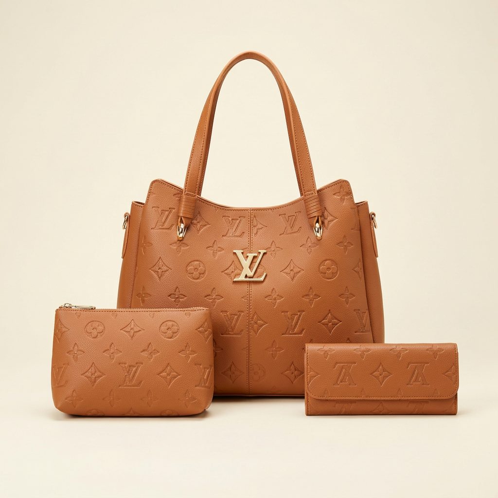 Kit Louis Vuitton 3 Peças Monograma em Relevo completa